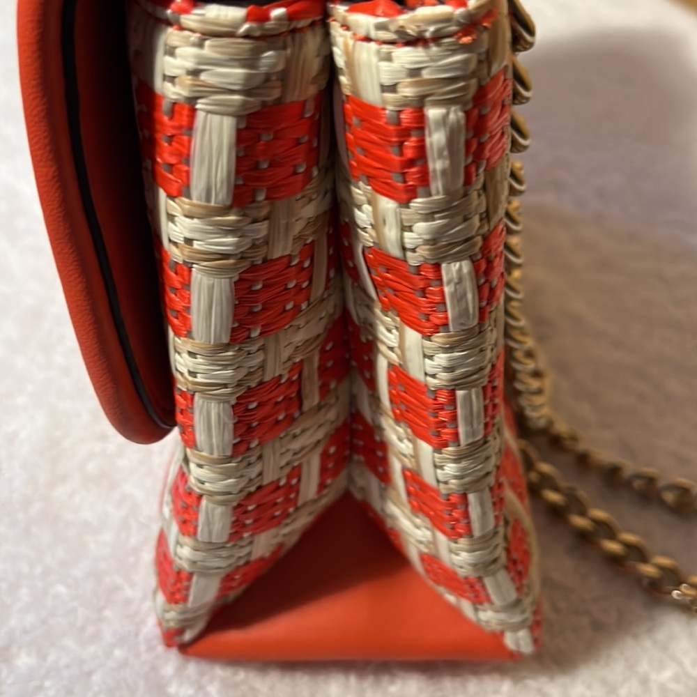 NWOT Vintage Kate Spade orange and cream fabric woven bag. - Picture 5 of 14